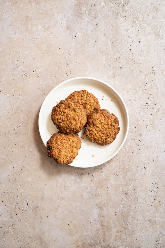 Haverkoeken met rozijnen en hazelnoten